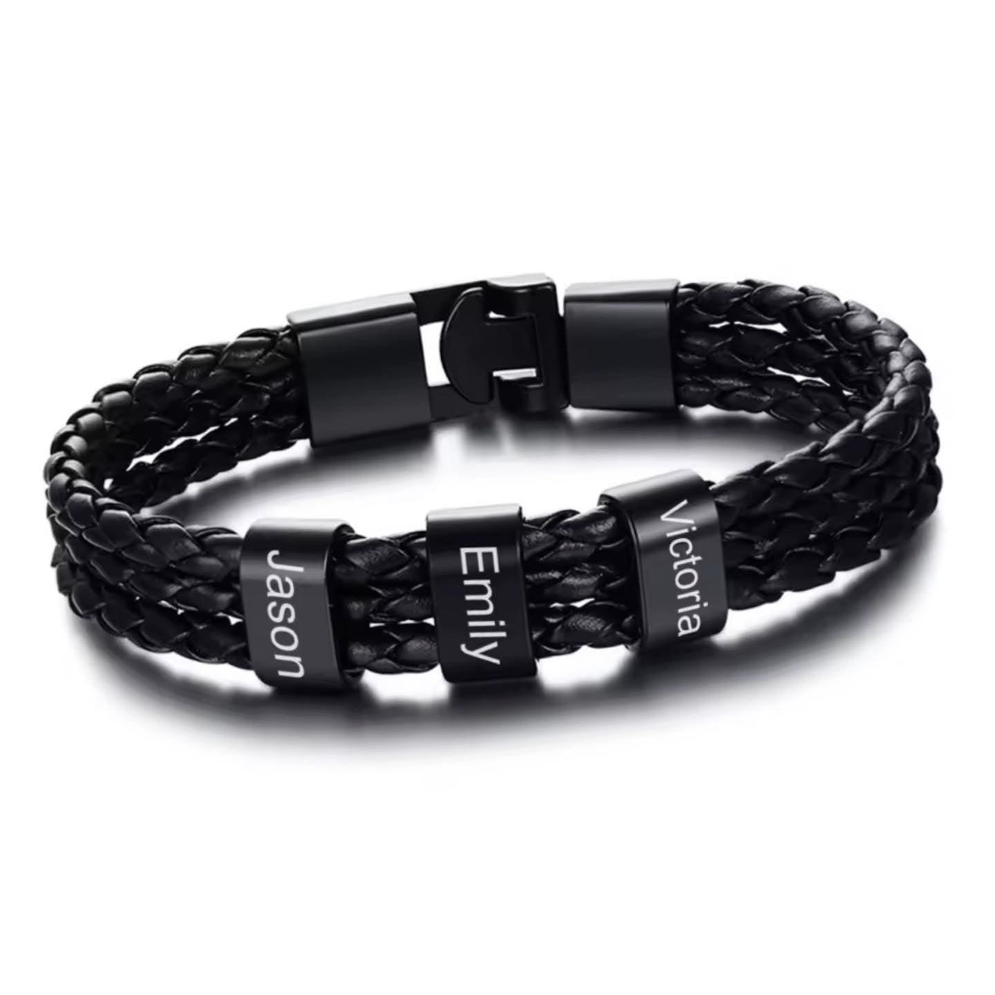 мъка гривна с три гравирани плочки подарък