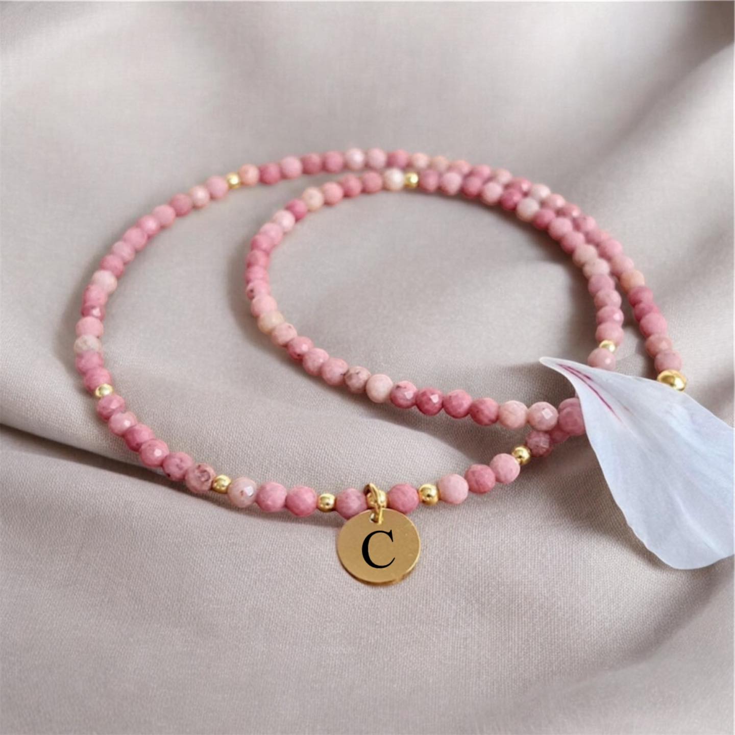 колие с родонит и висука с буква подарък