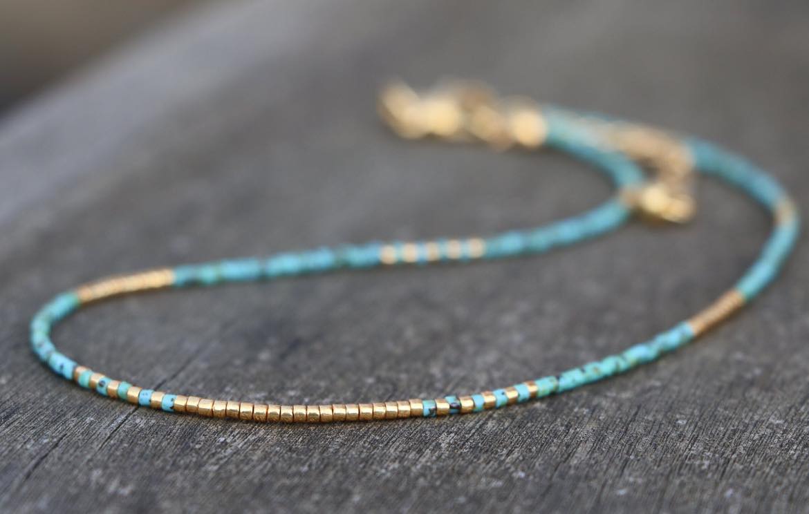 Чокър Тюркоаз с мъниста Миюки подарък