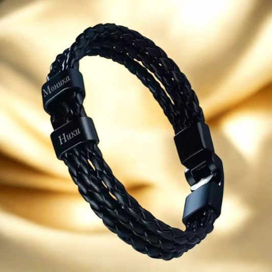 Мъжка гривна с две гравирани плочки подарък